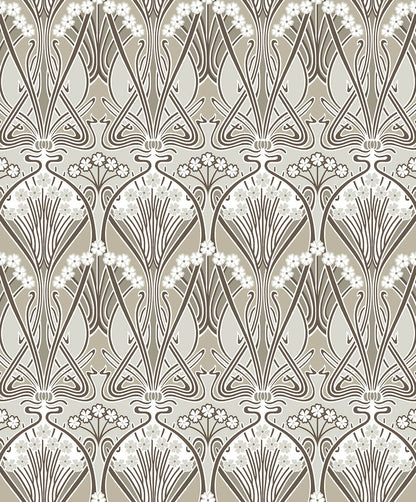 Seabrook Legacy Prints Dragonfly Damask Wallpaper - Warm Pewter