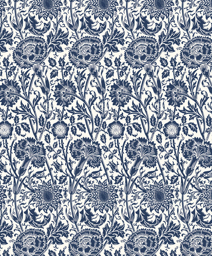 Seabrook Legacy Prints Tonal Floral Trail Wallpaper - Navy Blue