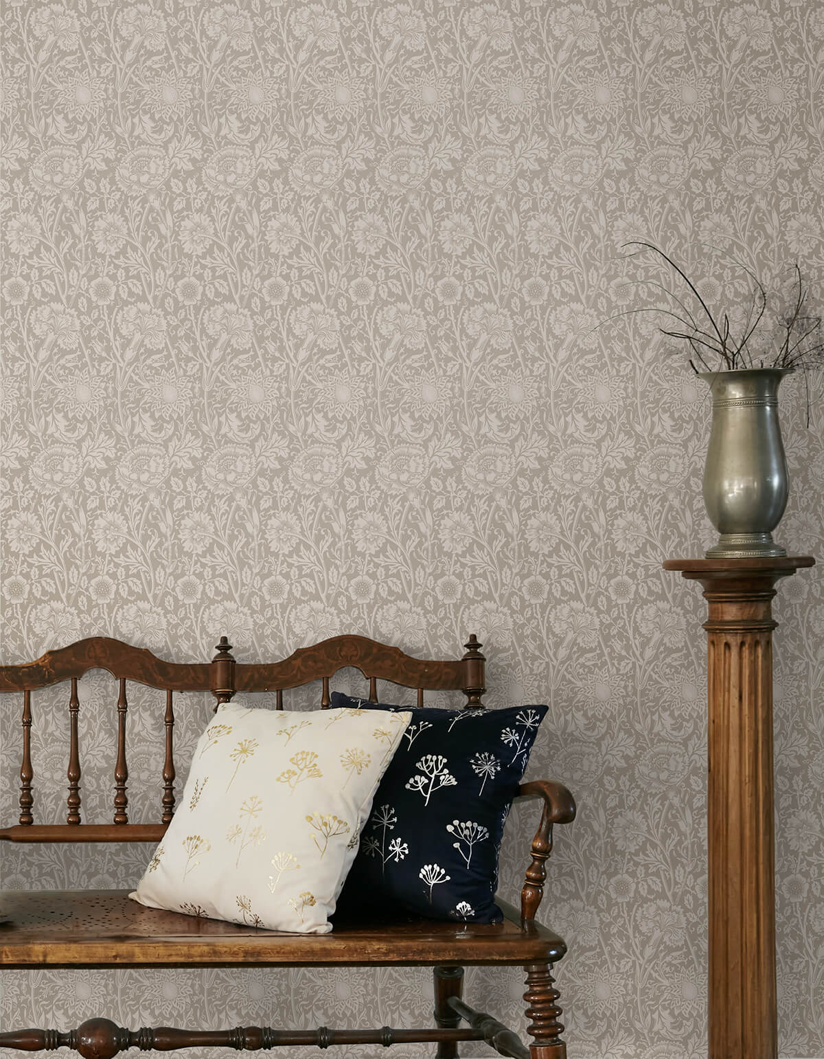 Seabrook Legacy Prints Tonal Floral Trail Wallpaper - Taupe