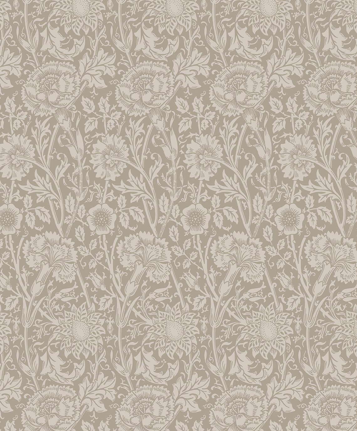 Seabrook Legacy Prints Tonal Floral Trail Wallpaper - Taupe