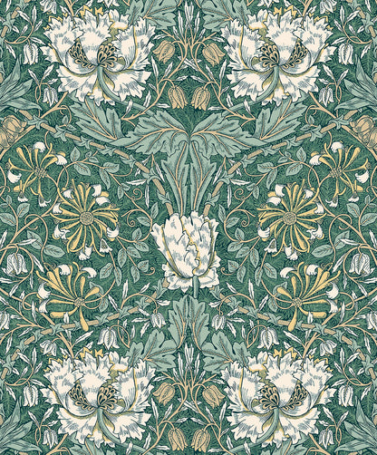 Seabrook Legacy Prints Ogee Flora Wallpaper - Everglades & Buttercup
