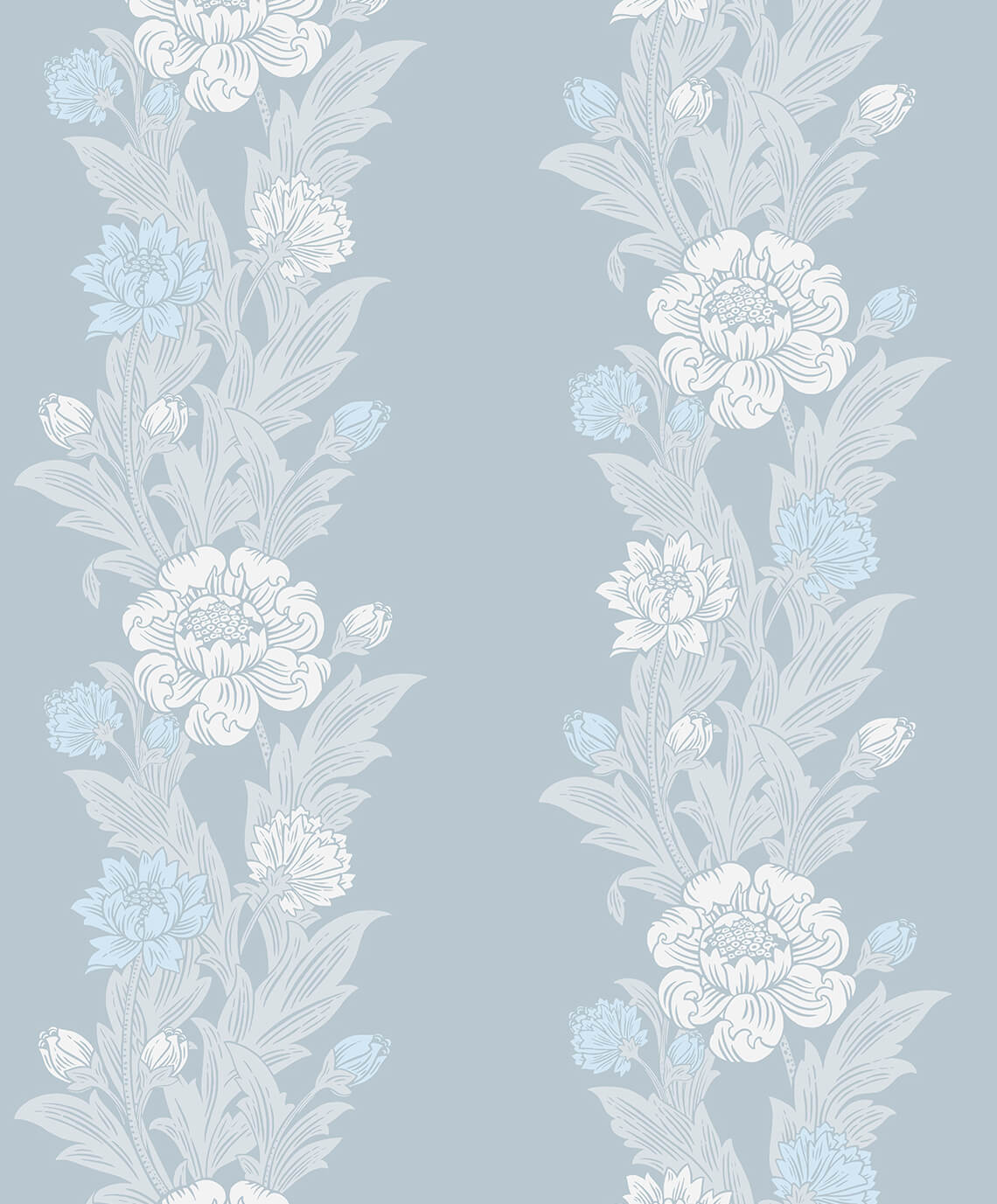Seabrook Legacy Prints Blooming Stripe Wallpaper - Baby Blue