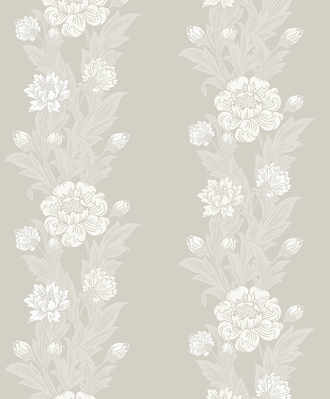 Seabrook Legacy Prints Blooming Stripe Wallpaper - Metallic Pearl