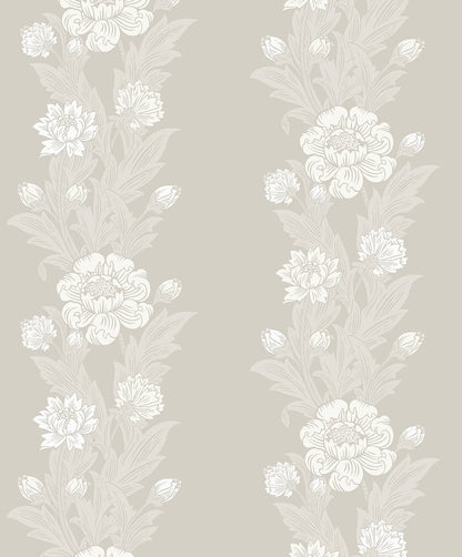 Seabrook Legacy Prints Blooming Stripe Wallpaper - Metallic Pearl