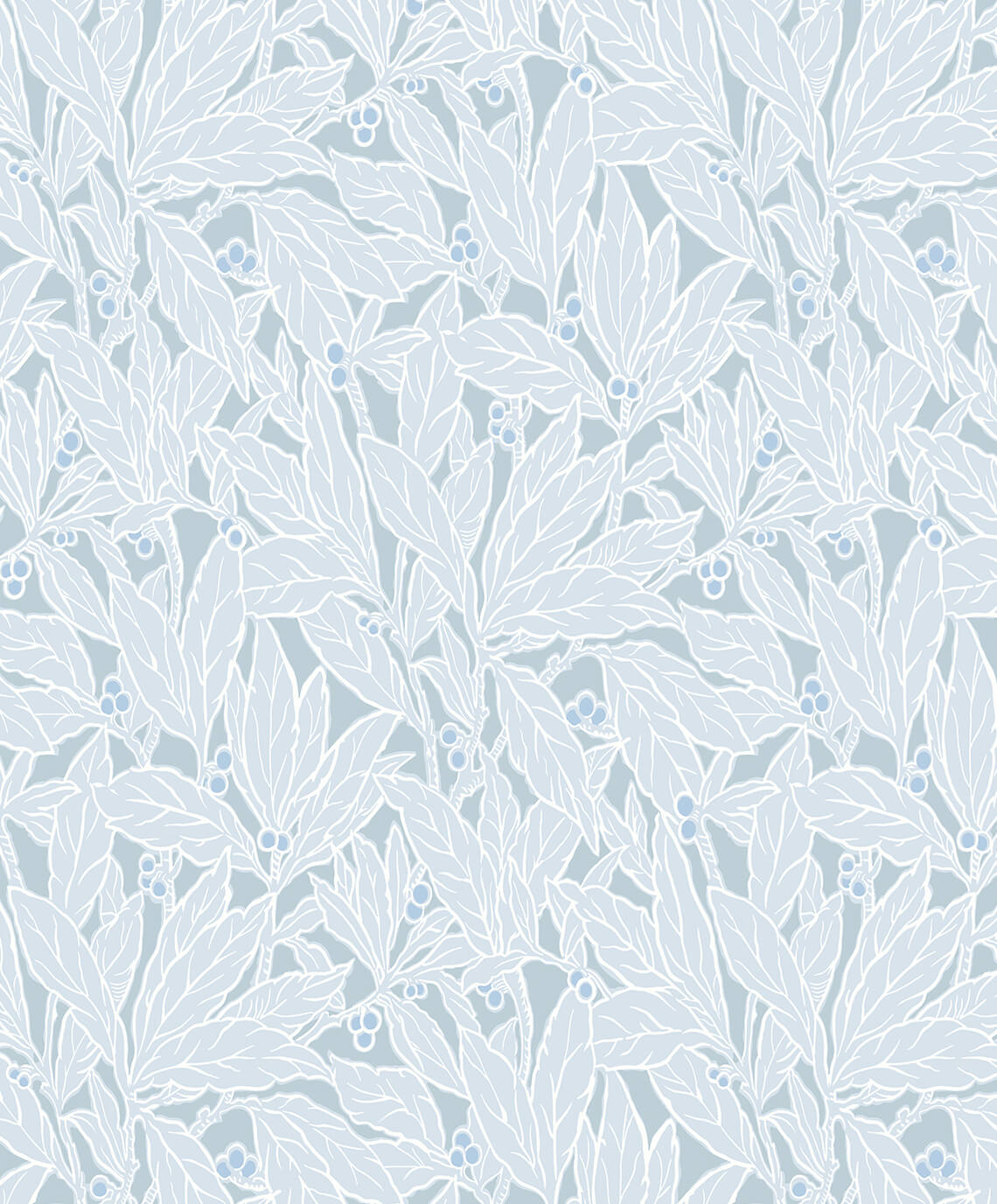 Seabrook Legacy Prints Leaf and Berry Wallpaper - Powder Blue