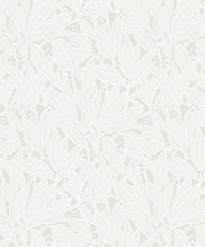 Seabrook Legacy Prints Leaf and Berry Wallpaper - Dove & Metallic Pearl