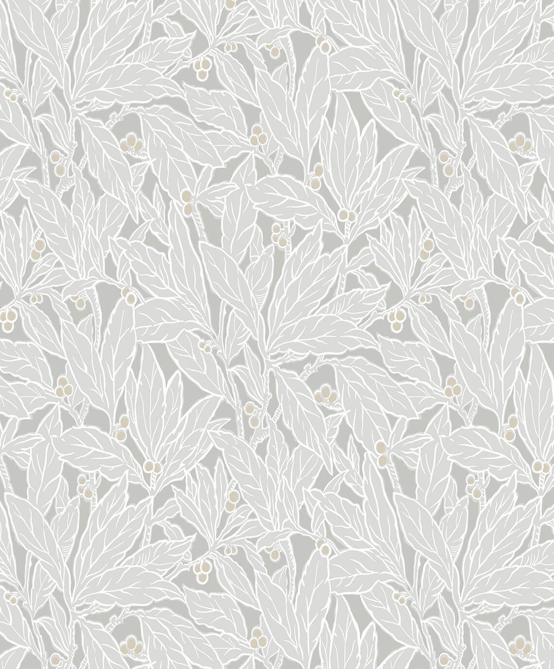 Seabrook Legacy Prints Leaf and Berry Wallpaper - Daydream Grey