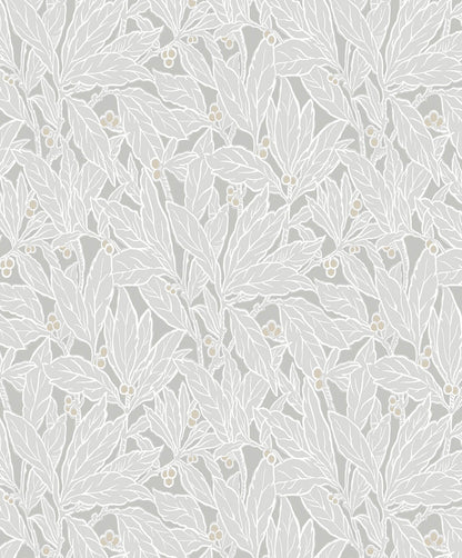 Seabrook Legacy Prints Leaf and Berry Wallpaper - Daydream Grey