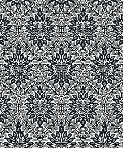 Seabrook Legacy Prints Luna Ogee Wallpaper - Ebony & Argos Grey