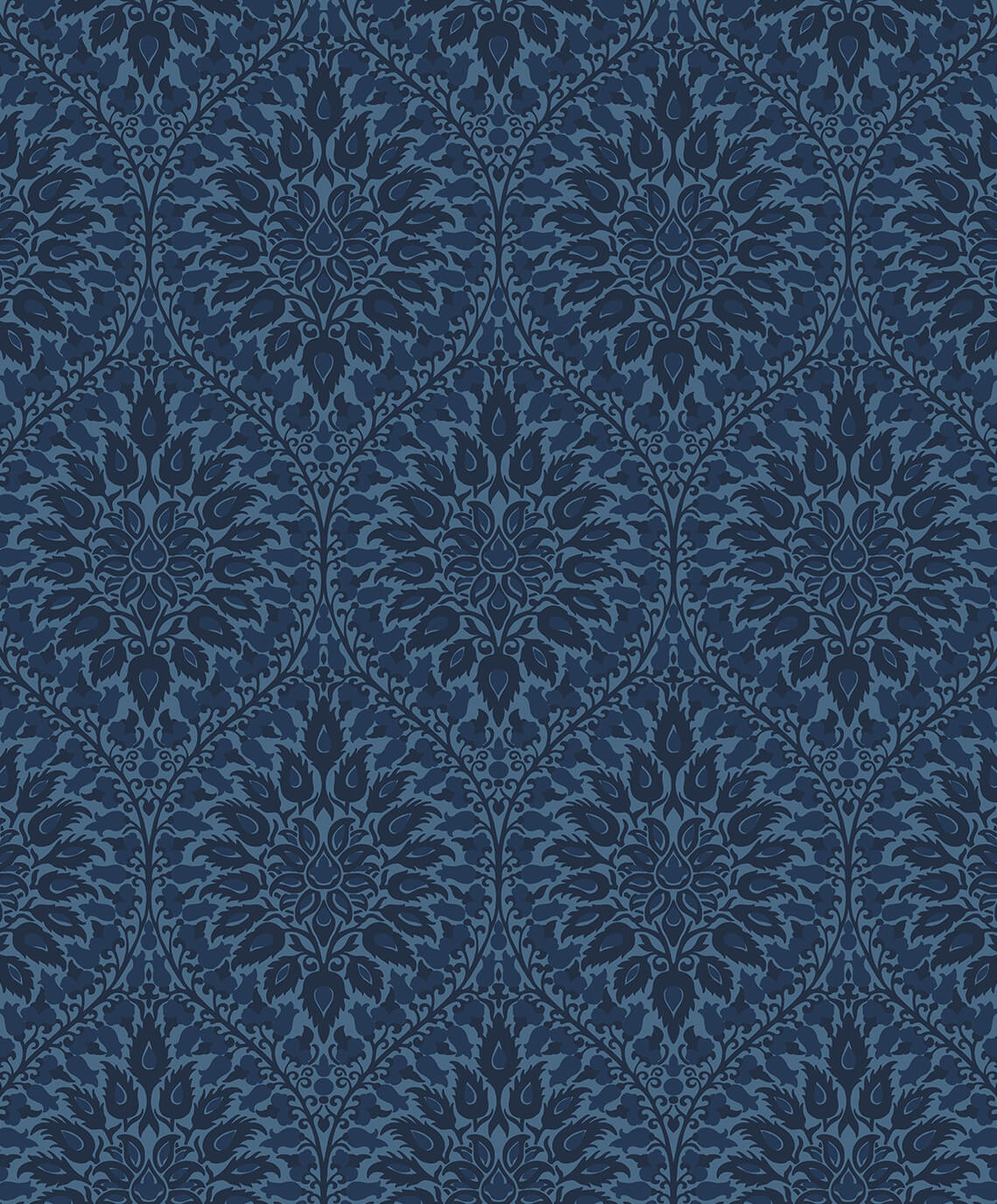 Seabrook Legacy Prints Luna Ogee Wallpaper - Denim