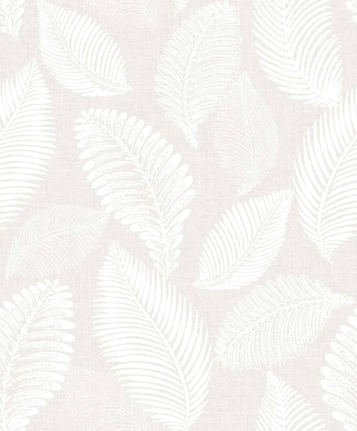 Seabrook White Heron Tossed Leaves Wallpaper - Cool Linen