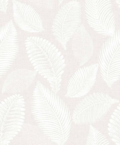 Seabrook White Heron Tossed Leaves Wallpaper - Cool Linen