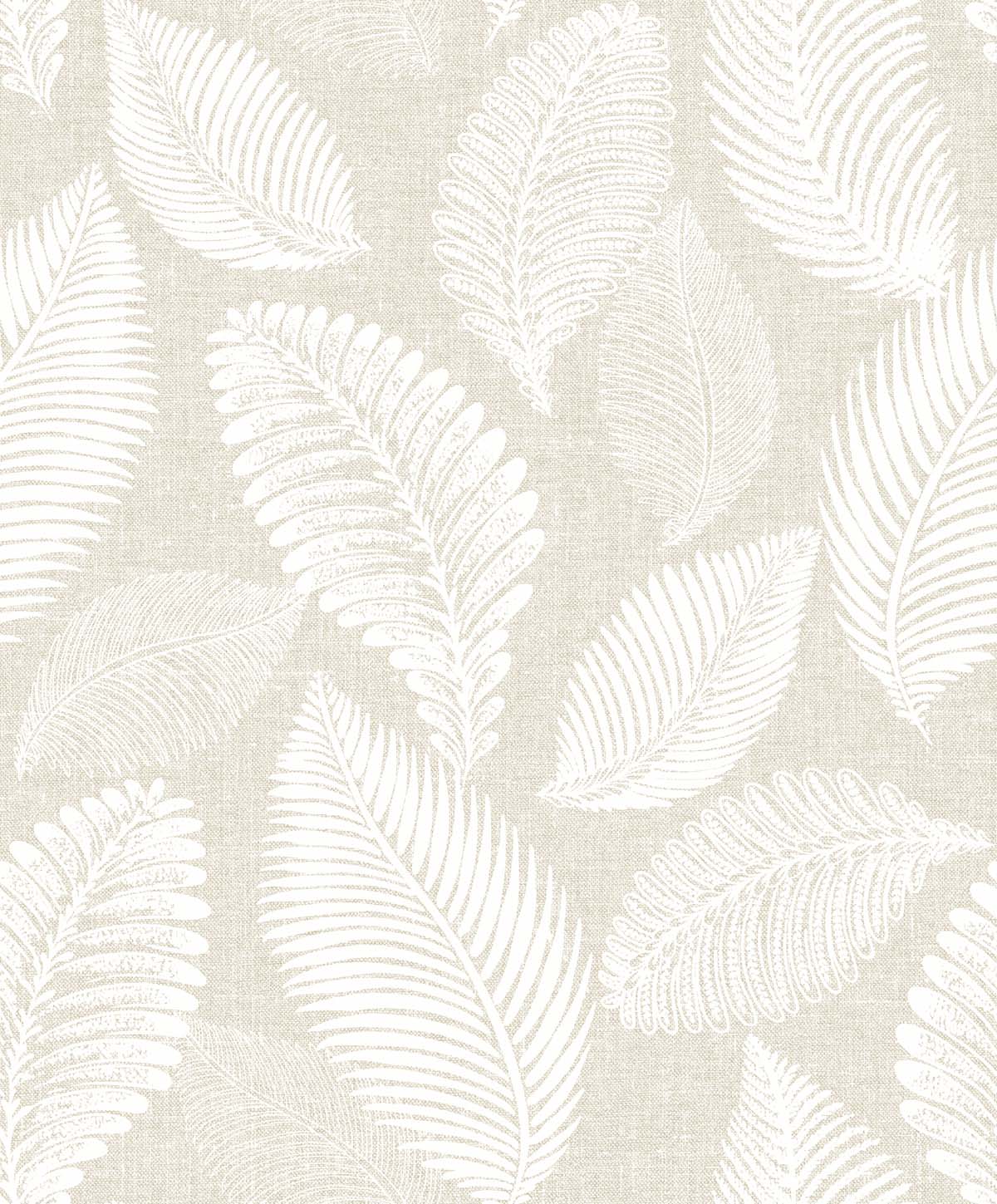 Seabrook White Heron Tossed Leaves Wallpaper - Warm Sand