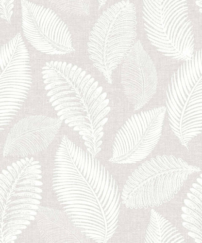 Seabrook White Heron Tossed Leaves Wallpaper - Dove Greige