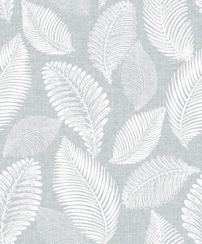 Seabrook White Heron Tossed Leaves Wallpaper - Ice