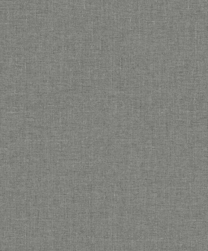 Seabrook White Heron Abington Faux Linen Wallpaper - Sleek Charcoal
