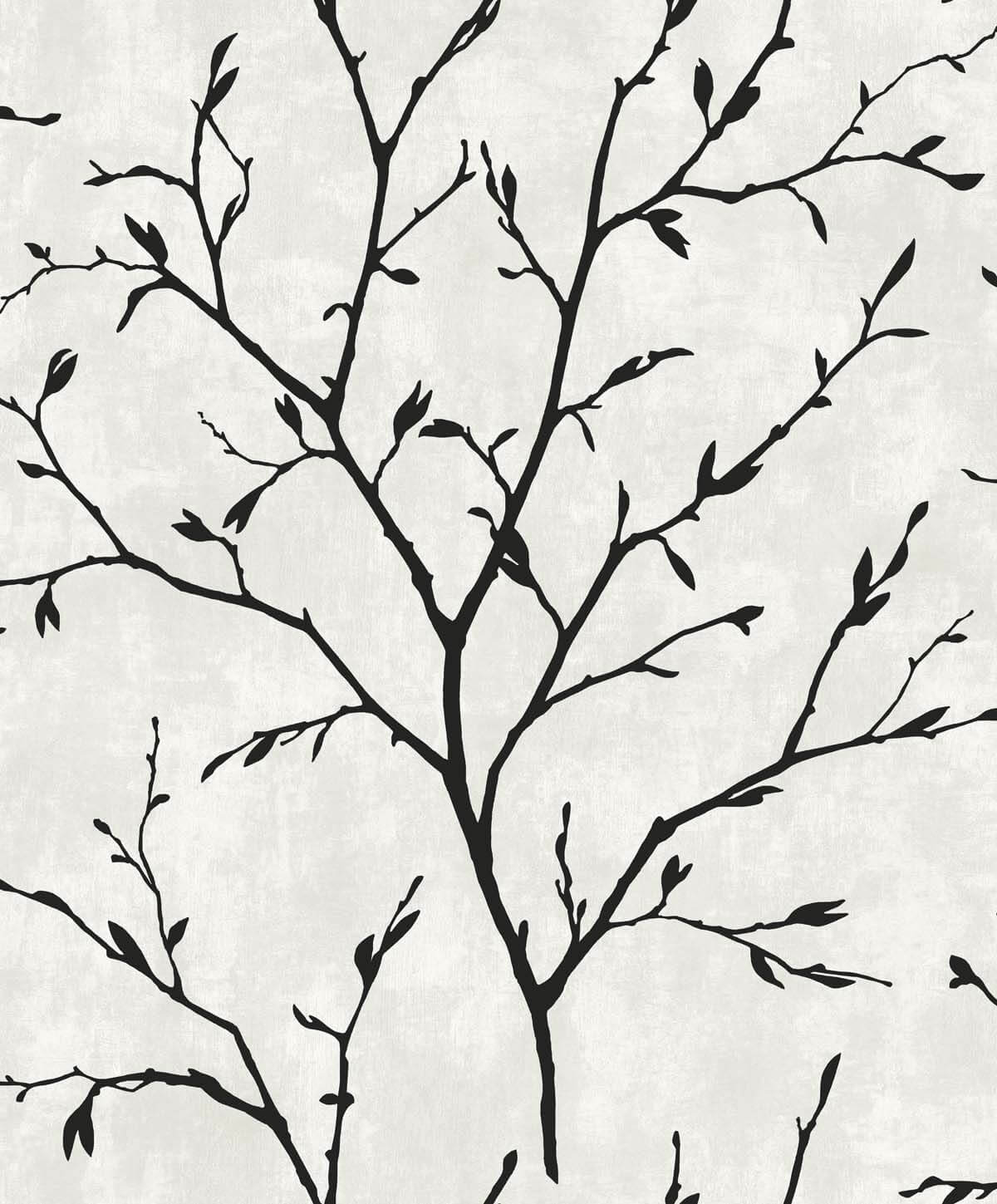Seabrook White Heron Avena Branches Wallpaper - Contrast