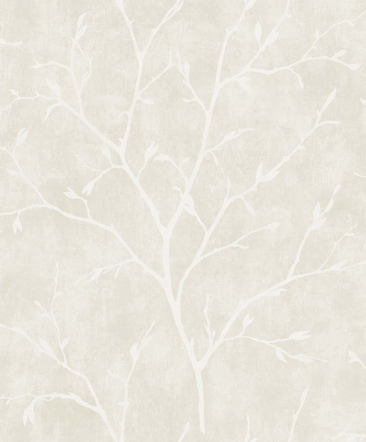 Seabrook White Heron Avena Branches Wallpaper - Soft Cream