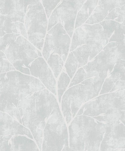 Seabrook White Heron Avena Branches Wallpaper - Winter Grey
