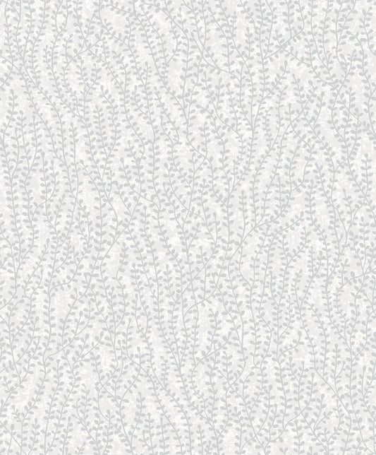 Seabrook White Heron Seaweed Branches Wallpaper - Diamond Glass Beads