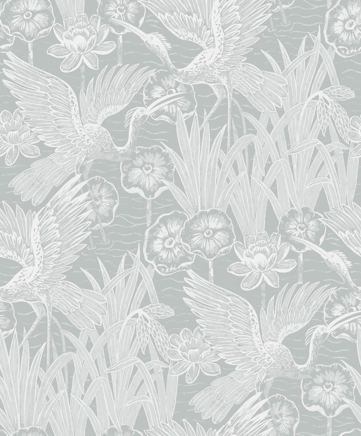 Seabrook White Heron Marsh Cranes Wallpaper - Mist