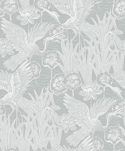 Seabrook White Heron Marsh Cranes Wallpaper - Mist