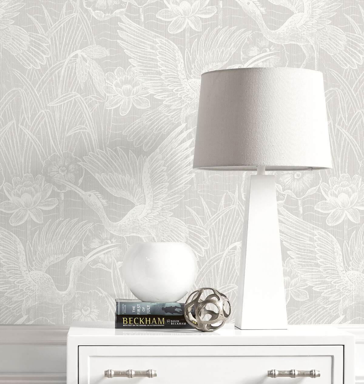 Seabrook White Heron White Heron Floral Wallpaper - Heron Neutral