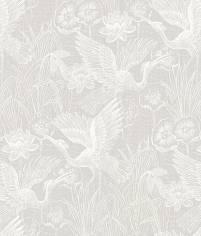 Seabrook White Heron White Heron Floral Wallpaper - Heron Neutral