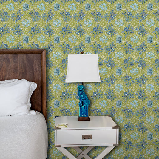 Elizabeth Wallpaper by Ferrick Mason in Green Blue