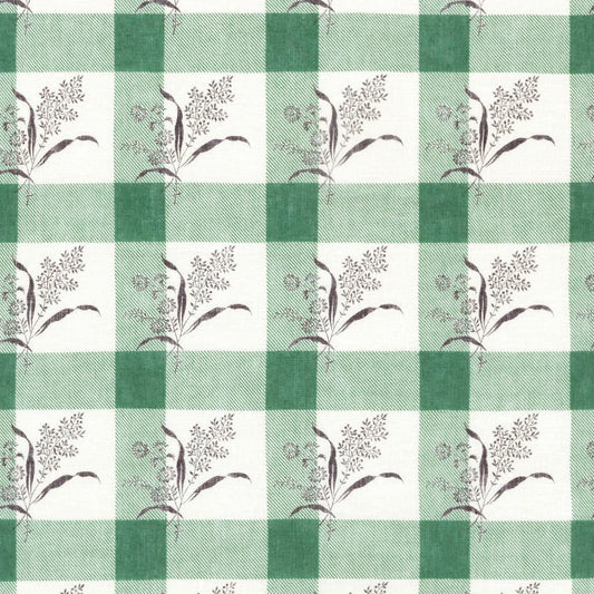 En Herbe Fabric by Décors Barbares in Green, pattern detail