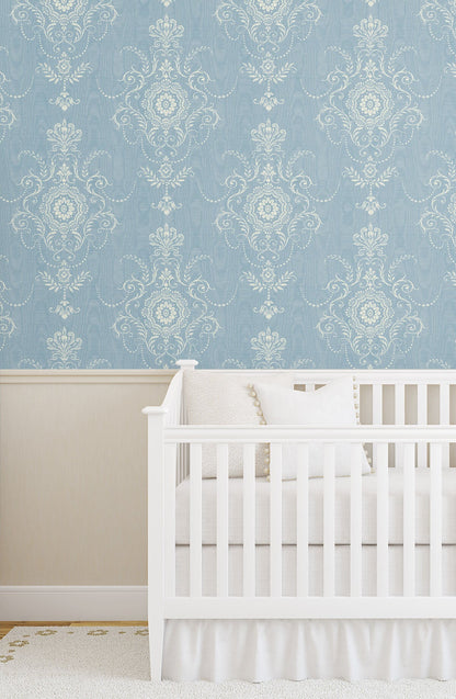 Seabrook French Country Colette Cameo Wallpaper - Bleu Bisque
