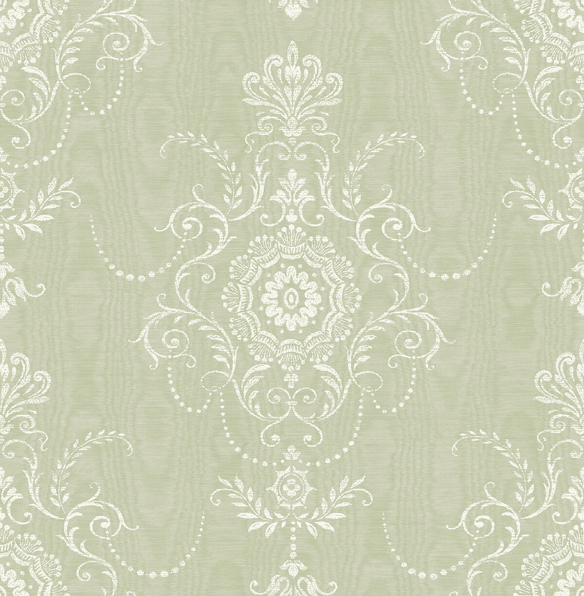 Seabrook French Country Colette Cameo Wallpaper - Washed Green