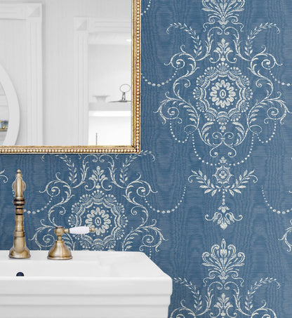 Seabrook French Country Colette Cameo Wallpaper - French Blue