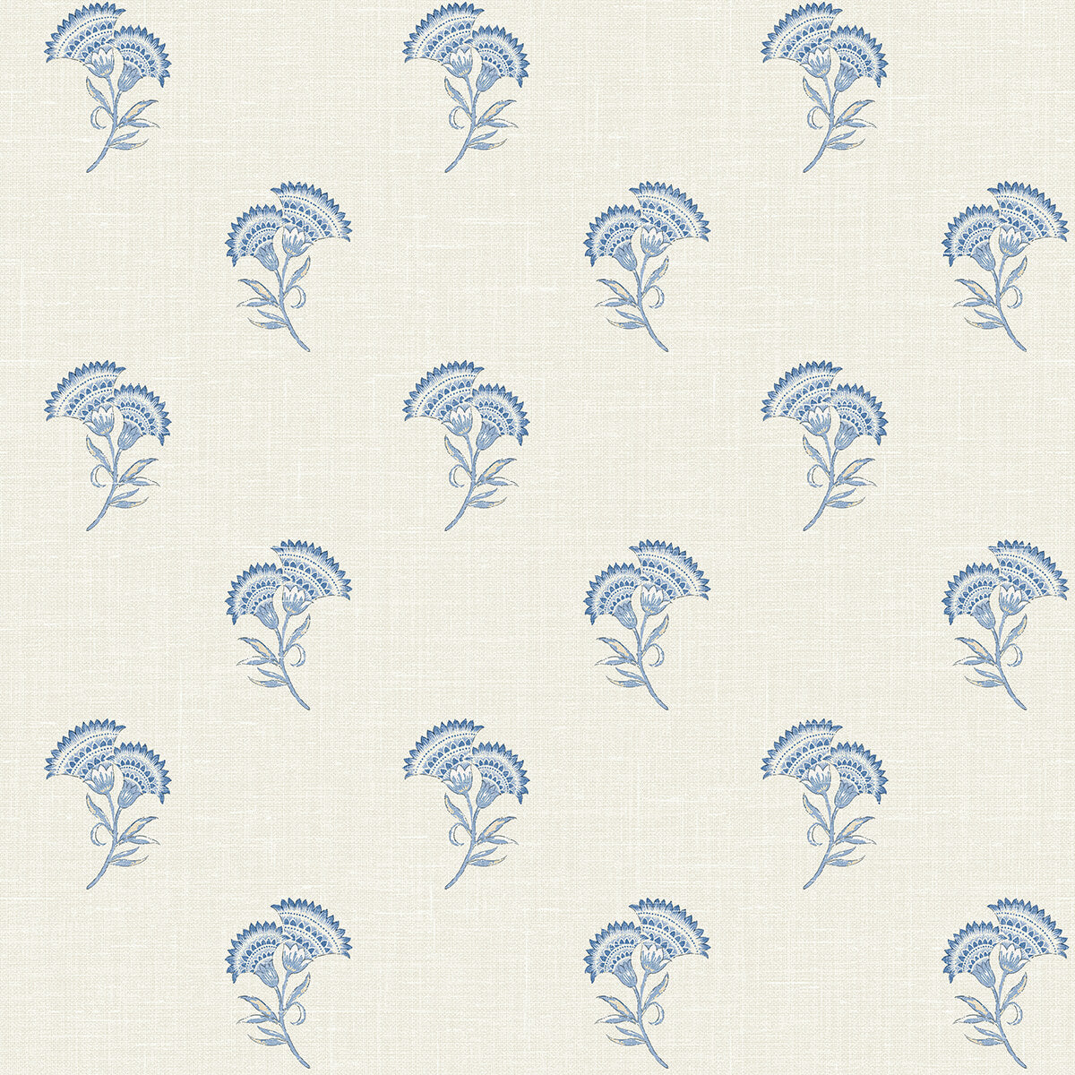 Seabrook French Country Lotus Branch Floral Wallpaper - French Blue