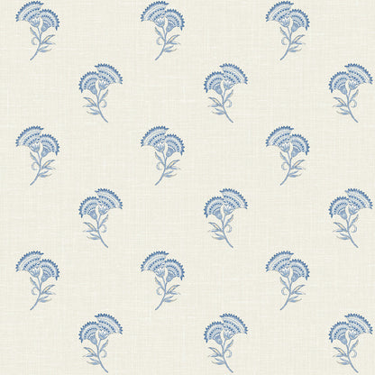 Seabrook French Country Lotus Branch Floral Wallpaper - French Blue
