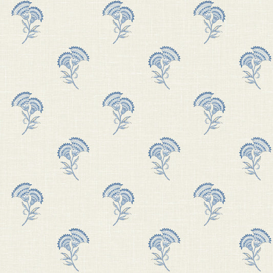 Seabrook French Country Lotus Branch Floral Wallpaper - French Blue