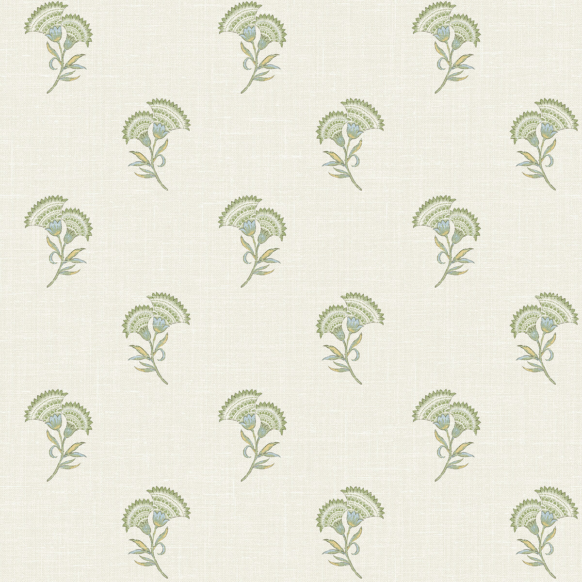 Seabrook French Country Lotus Branch Floral Wallpaper - Washed Green & Herb