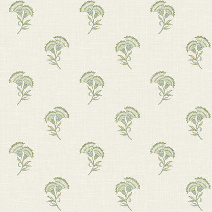 Seabrook French Country Lotus Branch Floral Wallpaper - Washed Green & Herb
