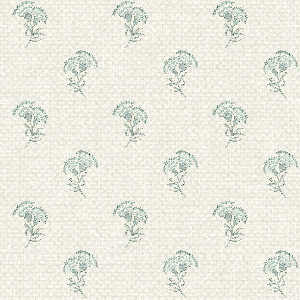 Seabrook French Country Lotus Branch Floral Wallpaper - Minty Meadow & French Grey