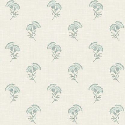 Seabrook French Country Lotus Branch Floral Wallpaper - Minty Meadow & French Grey