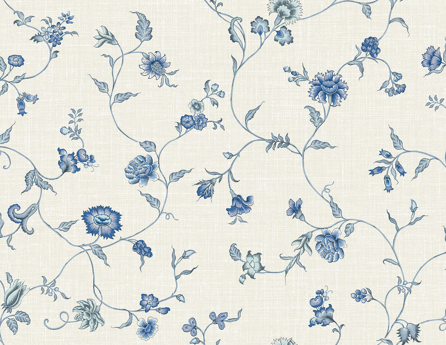 Seabrook French Country Florale Trail Wallpaper - French Blue