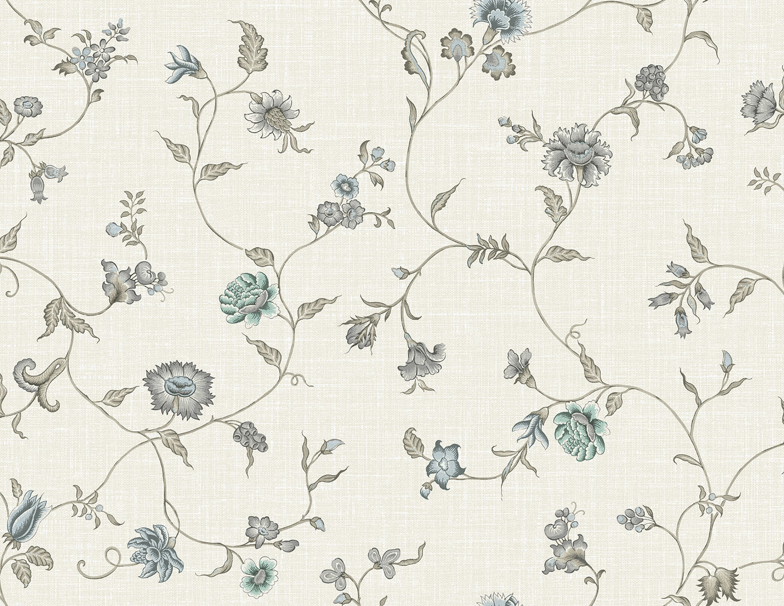 Seabrook French Country Florale Trail Wallpaper - Bisque Bleu & French