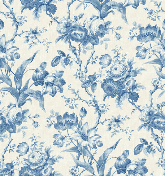 Seabrook French Country En Rose Wallpaper - Blue Bell