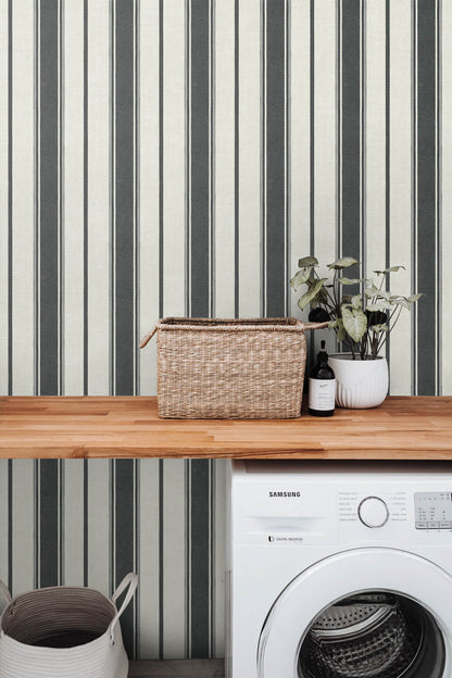 Seabrook French Country Eliott Linen Stripe Wallpaper - Poppy Seed