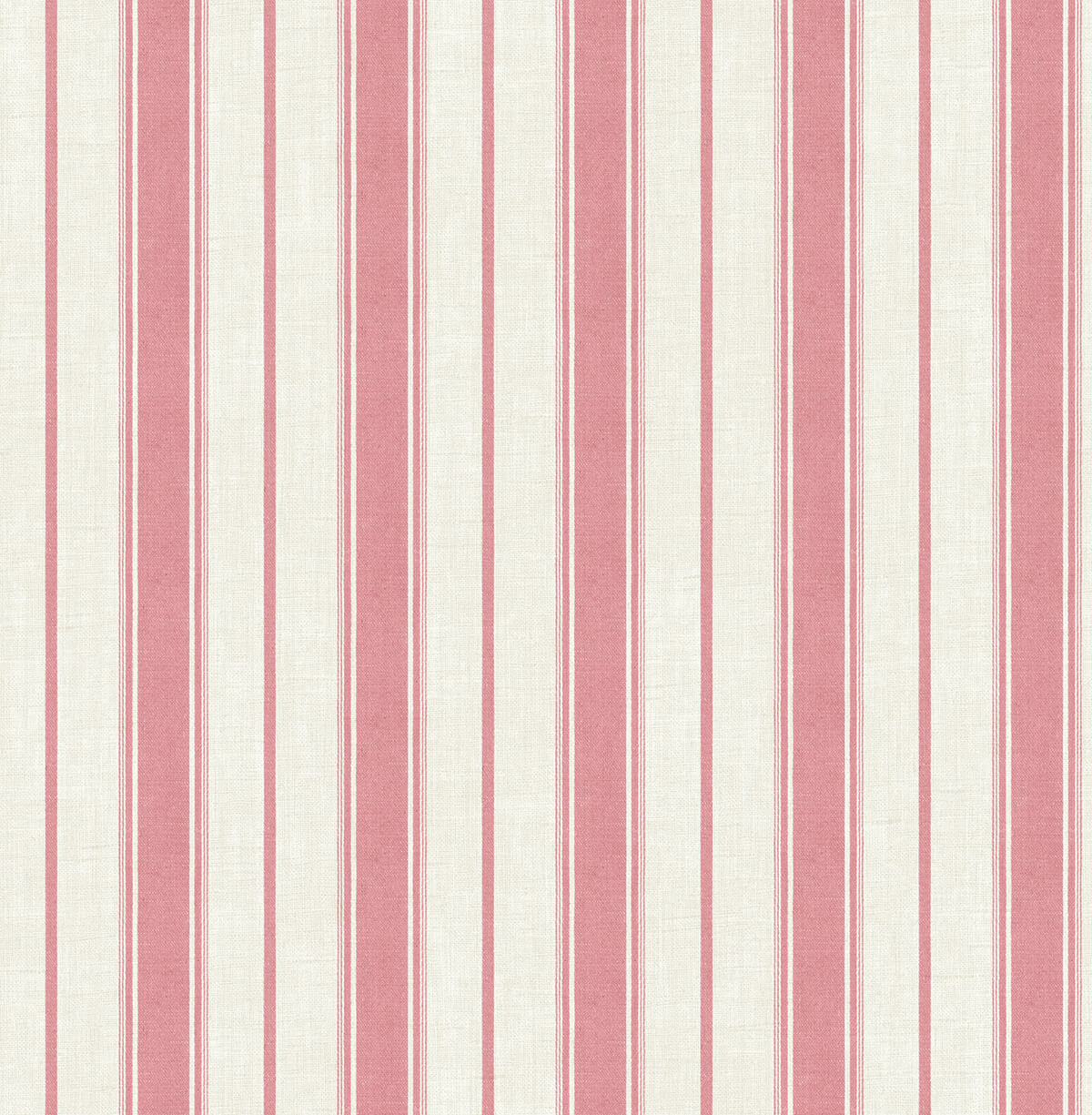 Seabrook French Country Eliott Linen Stripe Wallpaper - Cranberry