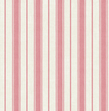 Seabrook French Country Eliott Linen Stripe Wallpaper - Cranberry