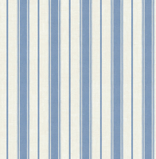 Seabrook French Country Eliott Linen Stripe Wallpaper - Blue Bell