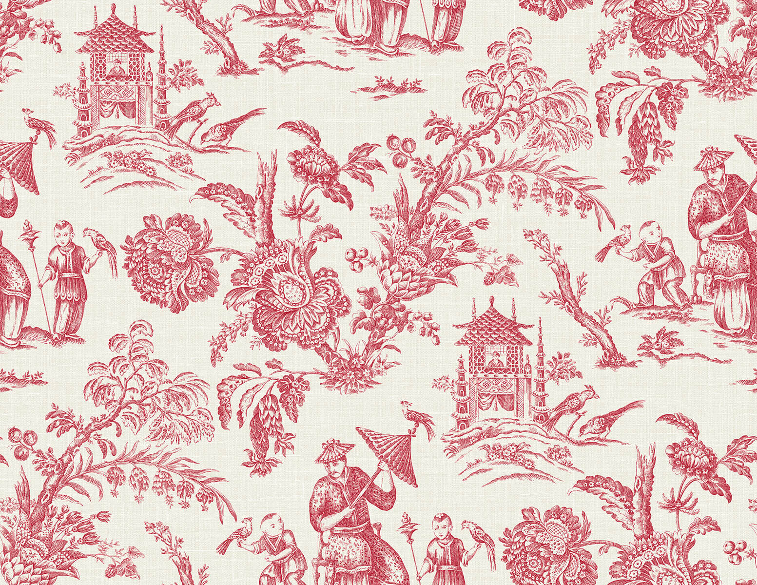 Seabrook French Country Colette Chinoiserie Wallpaper - Antique Ruby