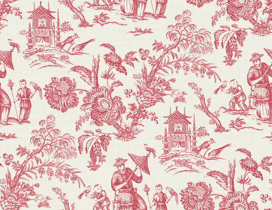 Seabrook French Country Colette Chinoiserie Wallpaper - Antique Ruby