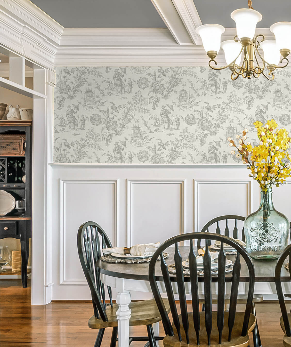 Seabrook French Country Colette Chinoiserie Wallpaper - French Grey